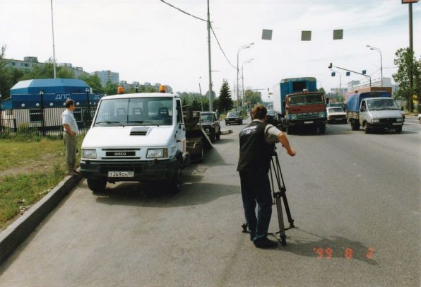 Съёмка телевизионного сюжета на Шоссе Энтузиастов. 1999г.